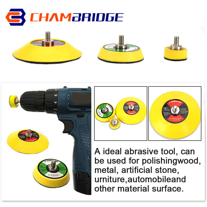 25/50/75mm Back-up Sanding Pad 6mm Shank Hook and Loop Sanding Discs M6 Thread for Polishing Grinding Abrasive Power Tools
