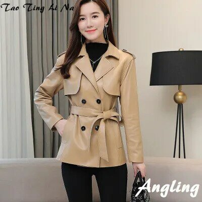 Tao Ting Li Na-Chaqueta de piel de oveja auténtica para mujer, chaqueta de primavera, R42