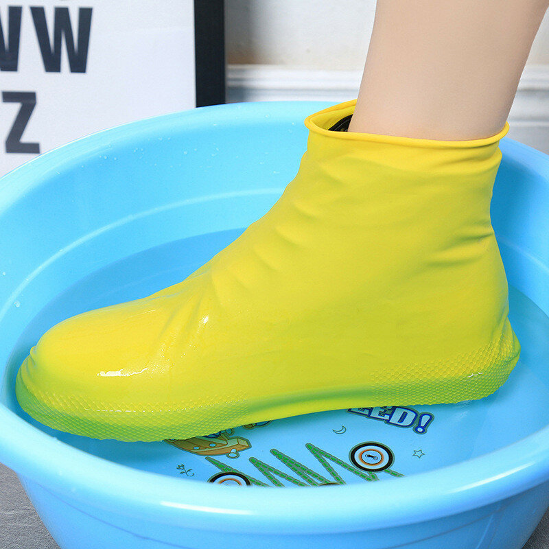 1 par capa de sapato de silicone reutilizável s/m/l à prova dwaterproof água sapatos de chuva cobre ao ar livre de acampamento antiderrapante de borracha chuva bota overshoes