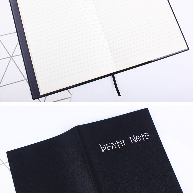 A5 Anime Death Note Notebook Set Leather Journal and Necklace Feather Pen Animation Art Writing Journal Death Note Notepad