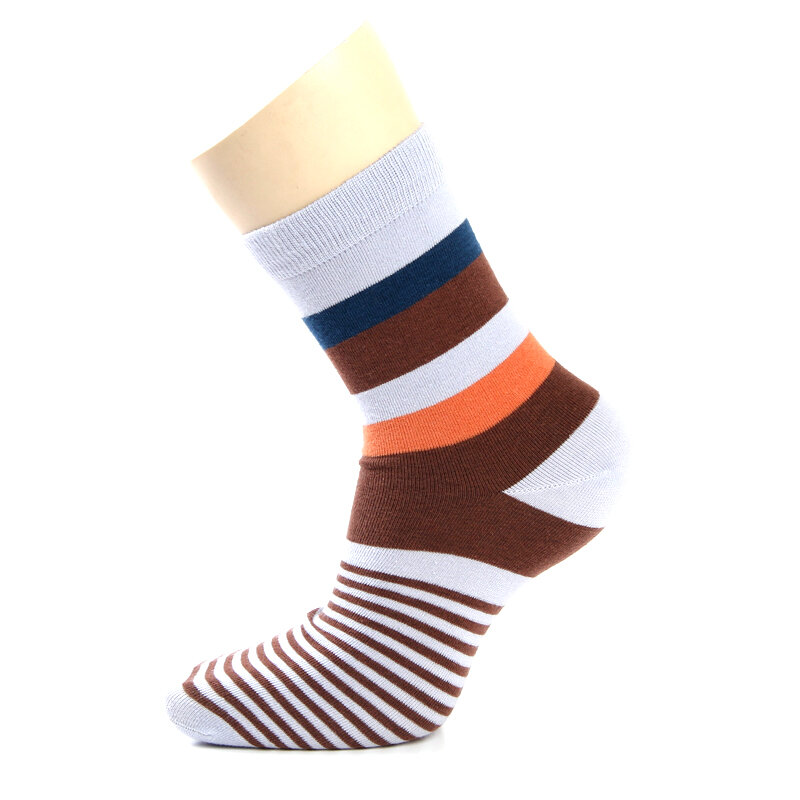 Calcetines de algodón peinado de alta calidad para hombre, calcetín a rayas de colores, suaves y cómodos, talla 38-45