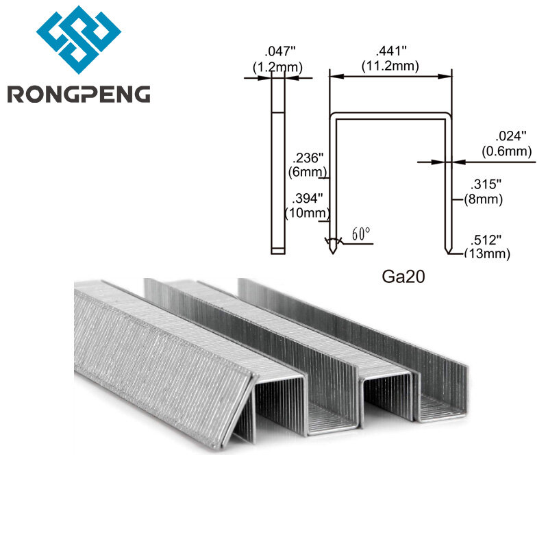 RONGPENG معيار حجم مقياس 18 أو مقياس 20 دبابيس تاج الأظافر لدباسة الهواء الهوائية بائع المسامير