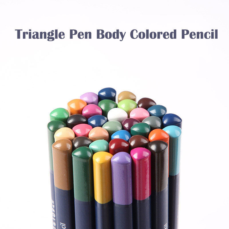 Lápiz de acuarela de 72 colores, lápices de colores triangulares solubles en agua, caja de hierro con pincel, bolígrafo para dibujar, suministros de arte escolar para niños