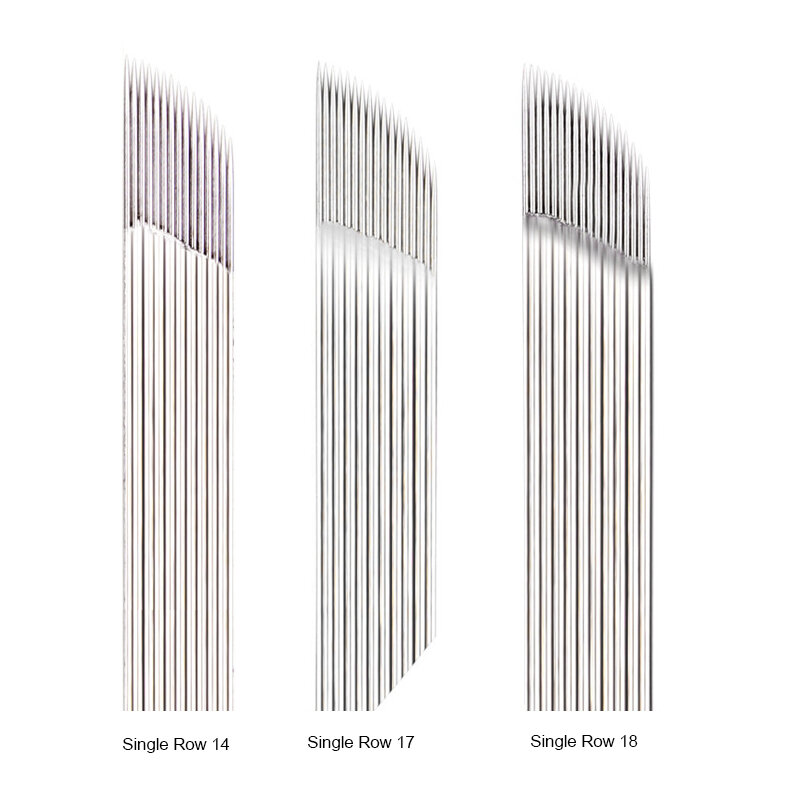 Agujas de bordado curvo serie Microblading sombreado doble plano maquillaje permanente hileras individuales tridimensionales cuchillas