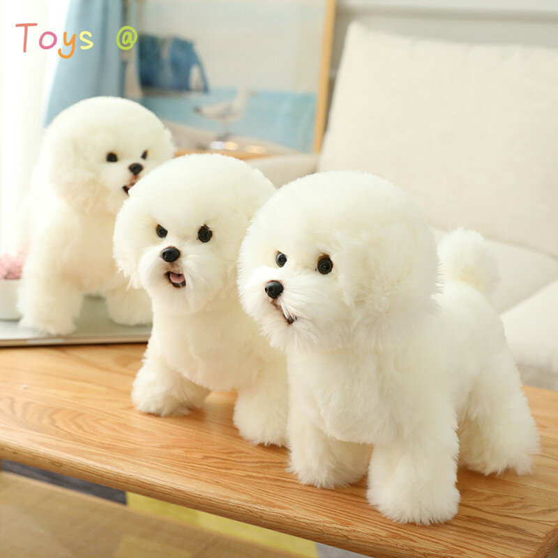 흰색 시뮬레이션 비숑 프리스 봉제 인형 동물, 현실적인 강아지 장난감, 여아용 선물, 38cm