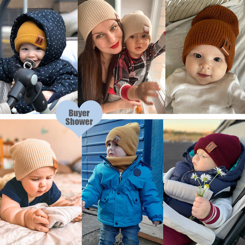 Gorro de malha de bebê recém-nascido, chapéu quente de inverno para meninos e meninas, chapéu infantil, boné de bebê, mãe e filhos, 9 cores, 1pc