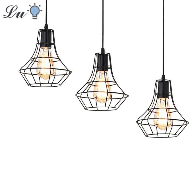 Lampe suspendue industrielle en fer, style rétro, luminaire décoratif, luminaire de plafond, idéal pour un Loft, une cuisine, un Bar, un Restaurant, E27, pendentif lumineux LED