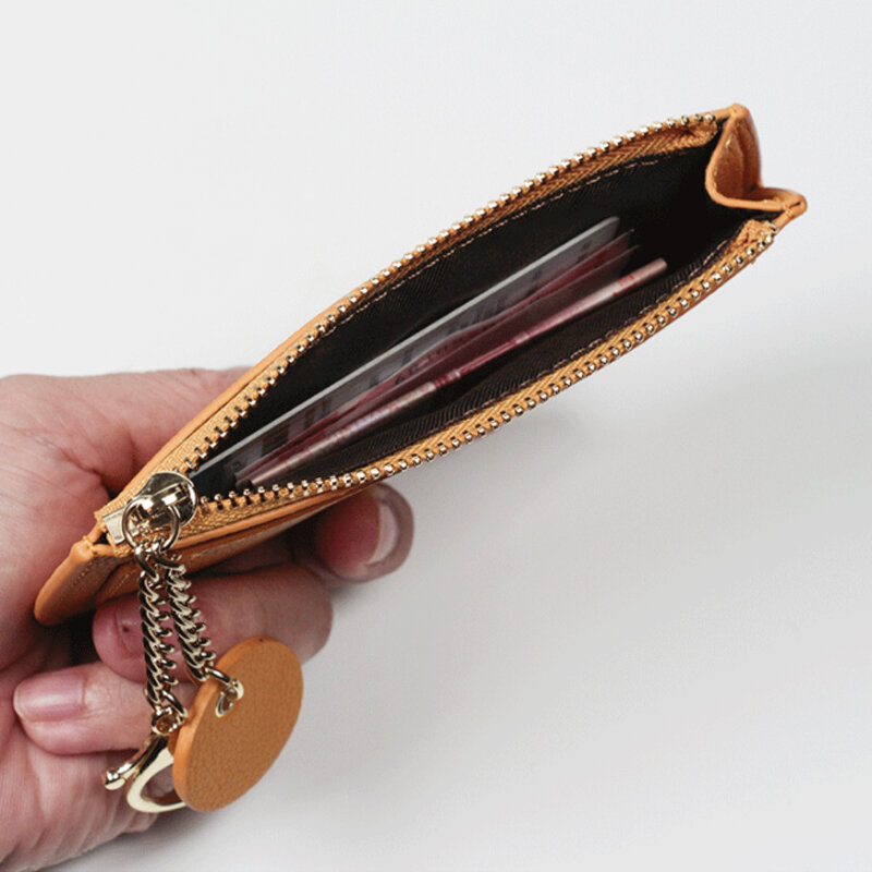 女性用キーホルダー付き超薄型財布,多機能,シェル形状,ジッパー付き