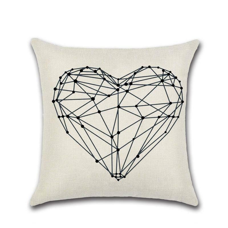 Black and White Simple Decorative Pillowcases Letters Cotton Linen Pillow Case Geometry Pillowcase kussensloop almohada ZT258