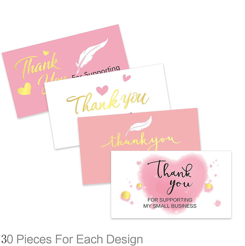 10-30個ピンク感謝ご注文名刺ショッピング購入感謝グリーティングカード感謝カード小さなビジネス環境