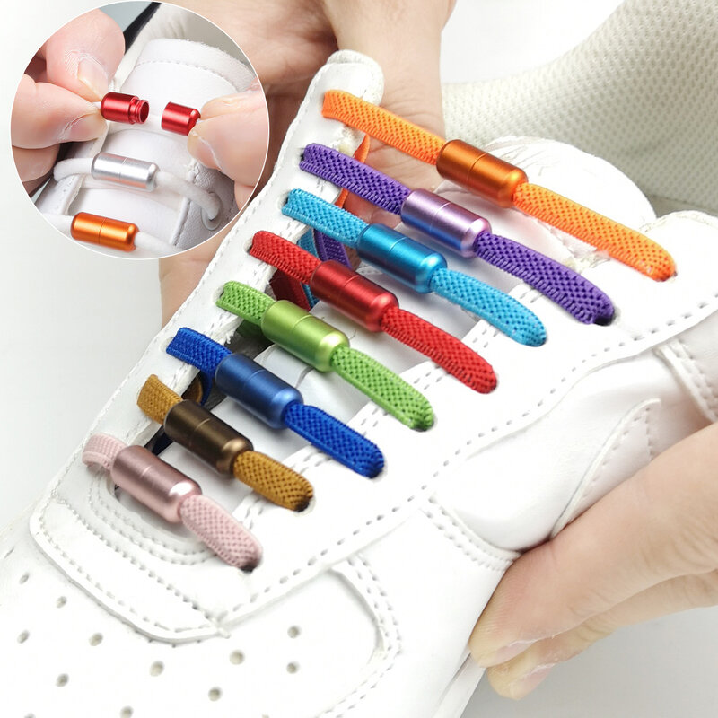 No Tie Round Elastic Shoelaces para crianças e adultos, Quick Shoelaces, Lazy Sneakers, Candy Color Shoestrings, 2pcs