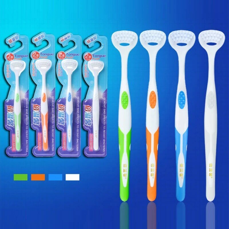 Dual Side Dental Care Cleaner Borstel Schraper Oral Tong Clean Adem Gezondheid Tool D0AB