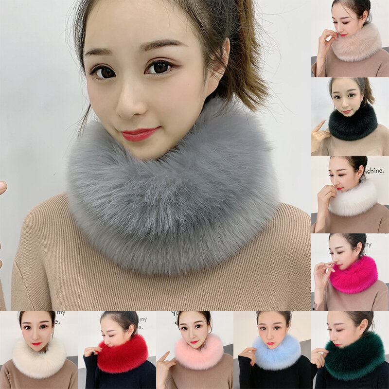 Women Faux Fox Fur Fluffy Collar Scarf Shawl Neck Warmer Wrap Stole Winter Fashion Windproof False Collar Multicolor New