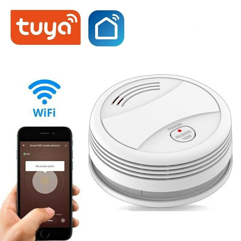 Wifi Tuya Smart Smoke Detector Sensor 80DB Alarm Fire Smoke Detector Wifi/433 Fire Protection Home Security Alarm Smart Life APP