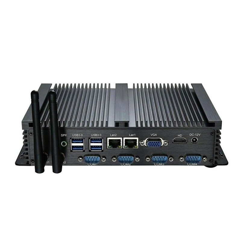 Tanpa Kipas Mini PC Windows7/8/10 Intel Core I5 3317U 2 * Lans 4 * RS232 COM Komputer PC Industri Kasar 300M WiFi HDMI + VGA 7 * USB HTPC