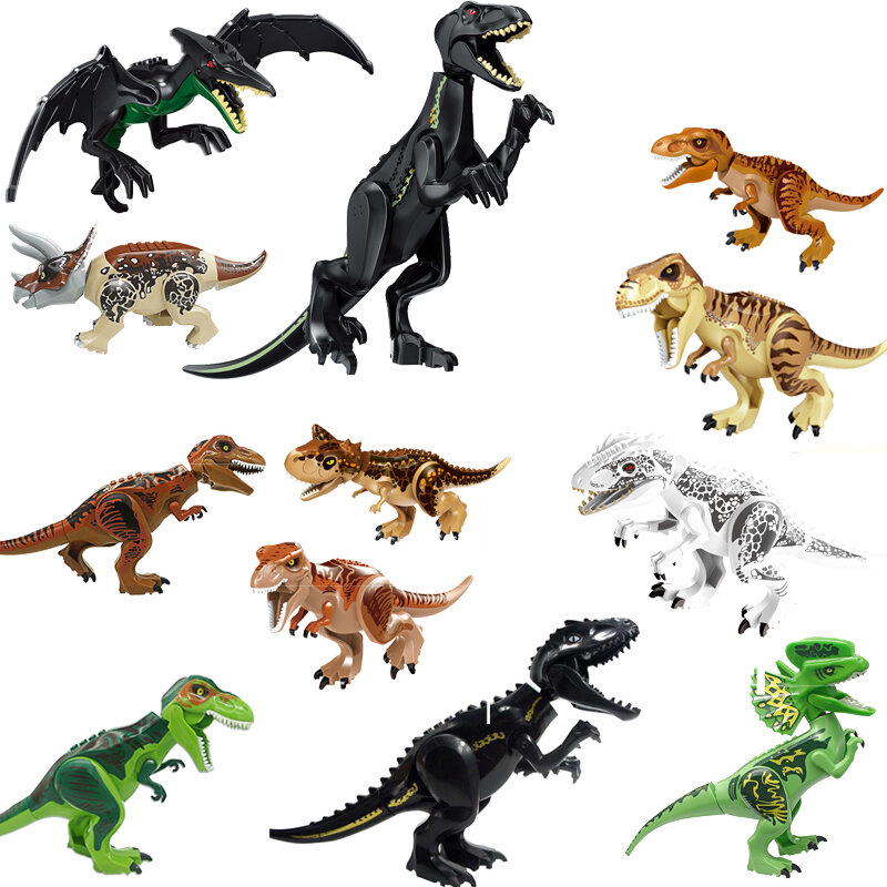 لعبة الديناصورات الغاشمة 2 من ماركة Jurassic World 2 ، مكعبات بناء على شكل ديناصور تارانسورس إندومينوس آي ركس ، ألعاب أطفال