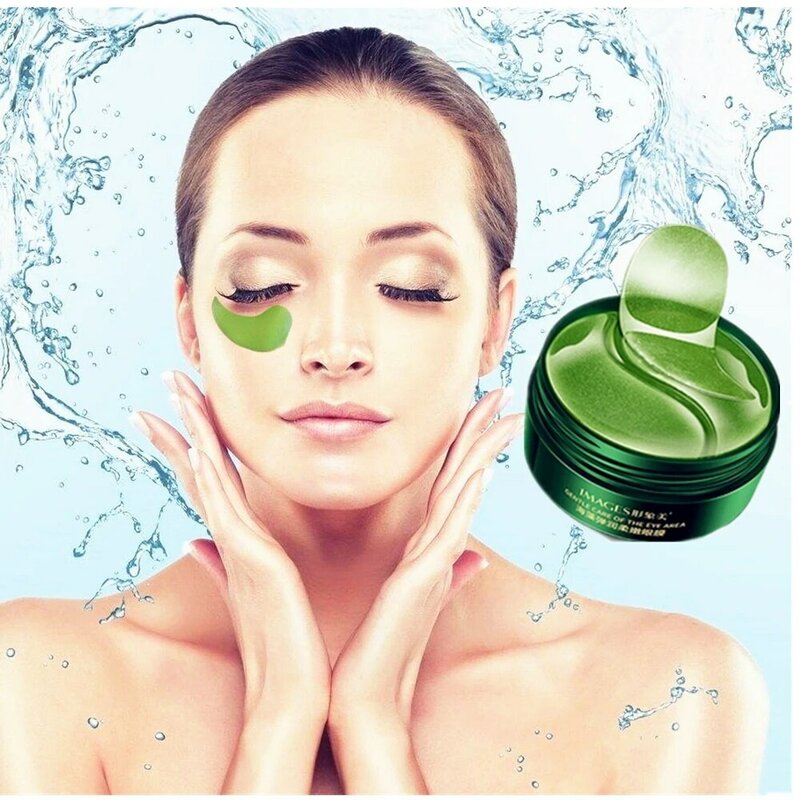 Aliviar a pressão dos olhos anti-envelhecimento máscara de olho círculo escuro inchação algas anti-envelhecimento endurecimento cuidados com a pele chá verde olho remendos 60pcs