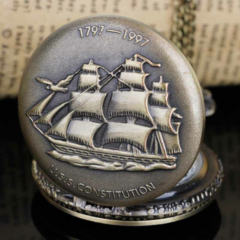 Squisiti orologi da tasca al quarzo da barca in bronzo con collana con ciondolo a catena orologi da tasca uomo donna regali Relogio De Bolso