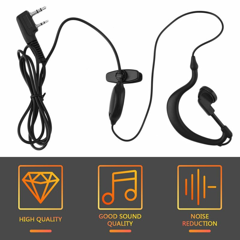NEW 2 Pin Mic Headset Earpiece Ear Hook Earphone for Baofeng Radio UV 5R 888s