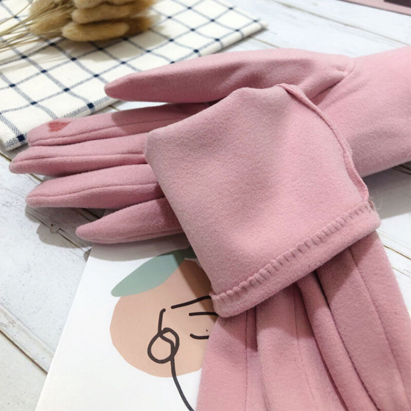New Autumn And Winter Women Keep Warm Touch Screen Thin Section Gloves Single Layer Simple Style Solid Female Drive Cycling