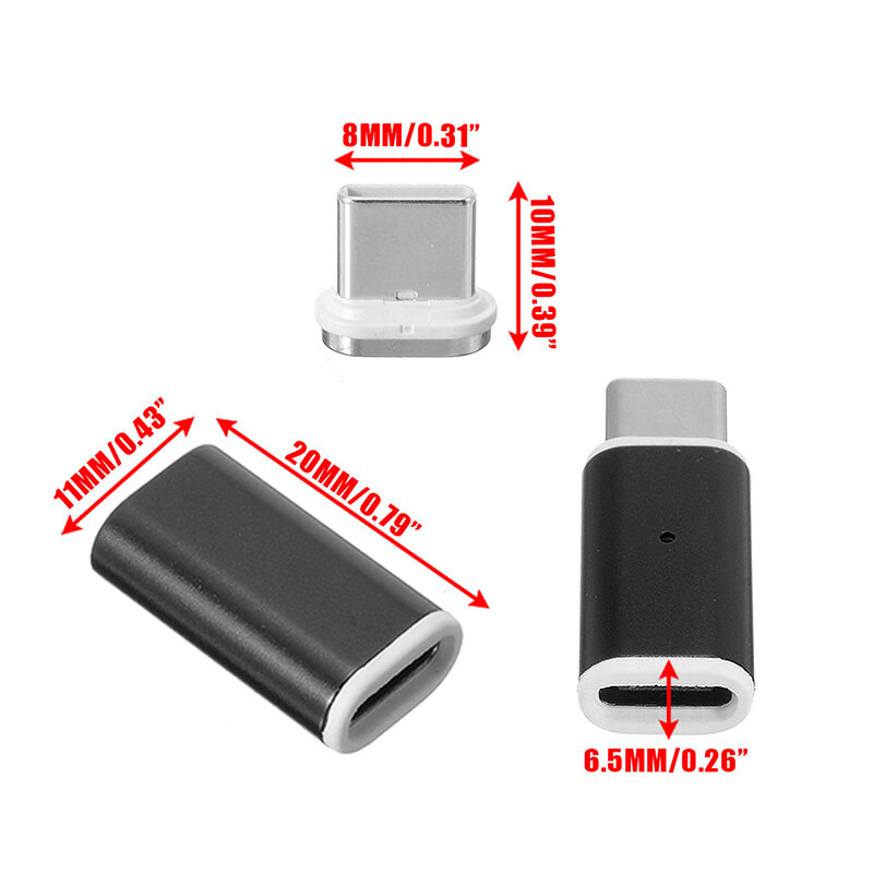 Portátil USB-C tipo c adaptador magnético para huawei p30 lite pro conector de carregamento tranfer plug dustproof para samsung galaxy s10e