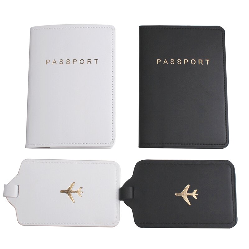 4pcs a Set Solid Airplane Passport Cover Luggage Tag Couple wedding Passport Cover Case Letter Travel Holder CH25LT42
