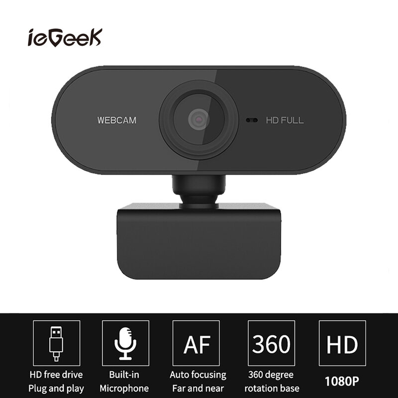 Full HD 1080P Webcam Mini Computer Webcamera with Microphone Rotatable Cameras for Live Broadcast Video Calling Conference Work