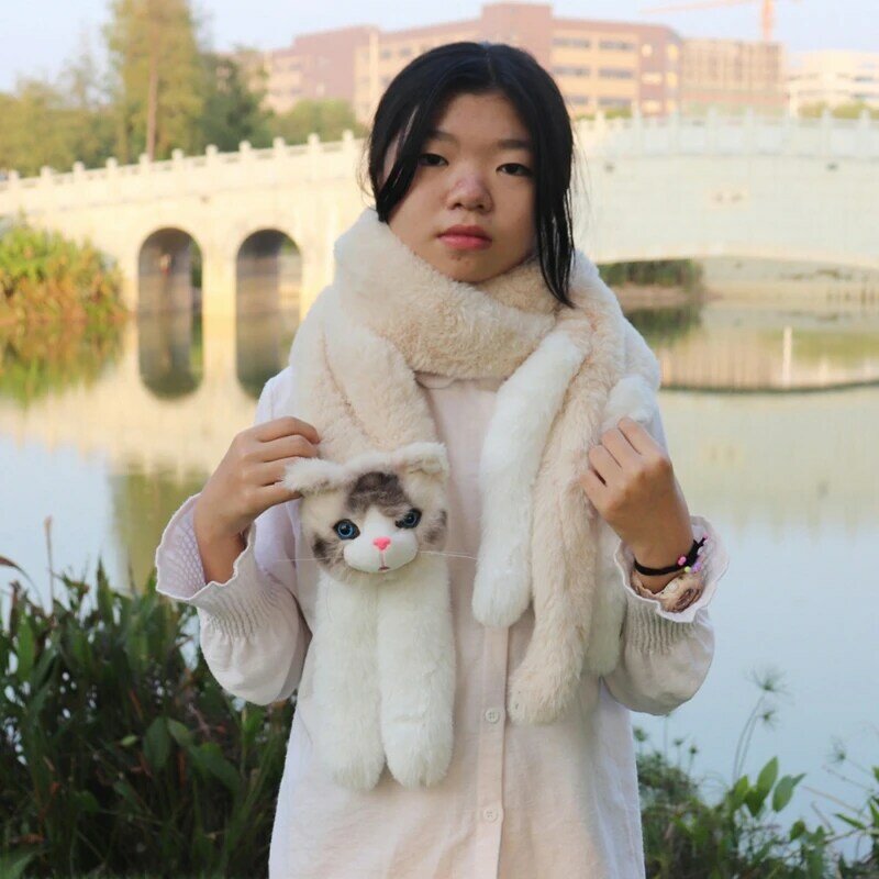 트렌디 한 여성 플러시 동물 모양 스카프 팬더 장식 겨울 목 따뜻한 어린이 머플러 추운 날씨 용품에 대 한