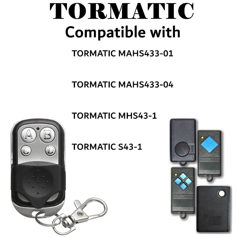 1pcs tormatic HS43-1E, HS43-2E,HS43-3E,HS43-4E transmissor portátil compatível, 433mhz aprendizagem de controle remoto