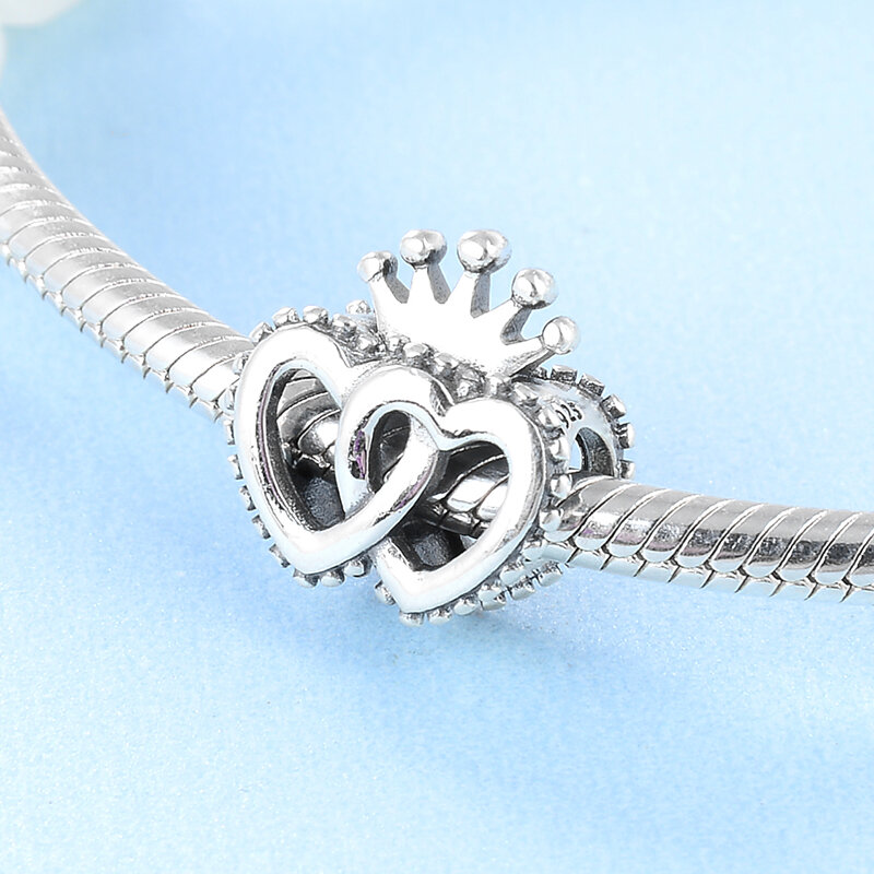 Hot 925 srebro wykwintne korona w kształcie serca DIY akcesoria koraliki Fit oryginalny europejski Charm bransoletka tworzenia biżuterii