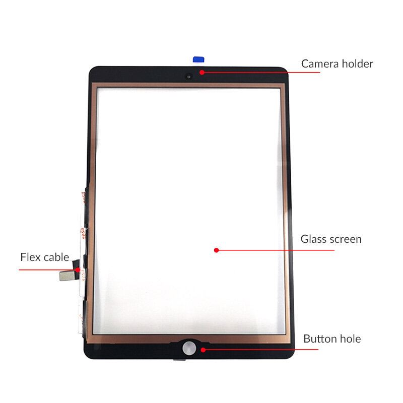 Digitalizador LCD Touch Screen para iPad, Painel de Vidro, Display Exterior, Sensor, 7, 8, 2018, 2010, A2197, A2200, A2198, A2270, A2428, A2429, A2430