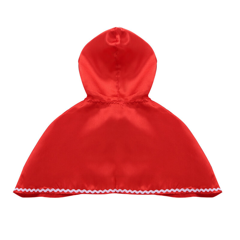 Red Kids Girls Riding Hooded Cloak Cape for Halloween Little Princess Cosplay Costume Holiday Festival Party Dress Up Cape