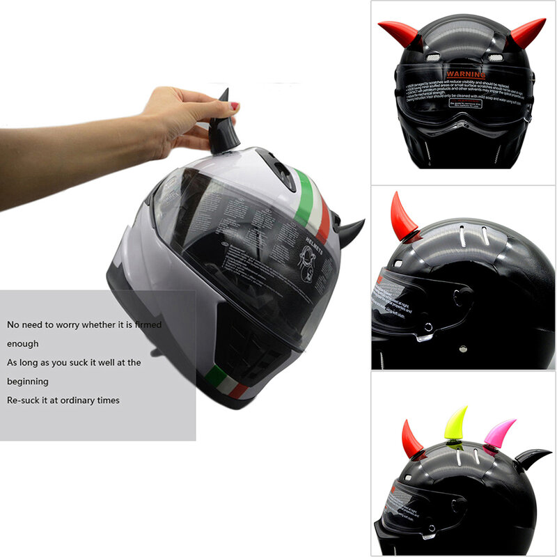 Helm sepeda motor, klakson setan motorcross wajah penuh Off Road dekorasi helm hiasan kepala pengisap peralatan sepeda motor aksesoris helm