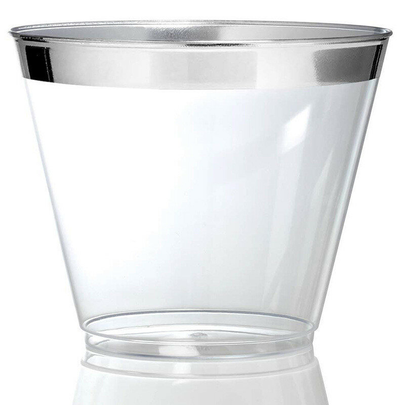 25/50個クリアプラスチックカップ使い捨てカップワイングラスハードプラスチックジュースカップ再利用可能な結婚式のパーティーカクテルカップ用品