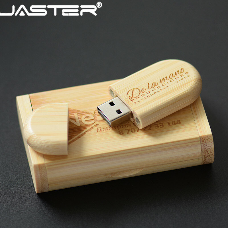 Jaster (無料カスタムロゴ) 木製のusb + ボックスペンドライブ8ギガバイト16ギガバイト32ギガバイトのusbフラッシュドライブメモリスティックのロゴ顧客結婚式ギフト