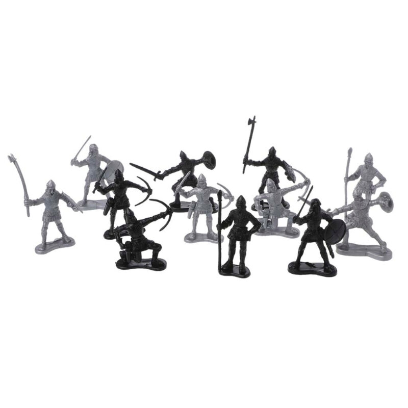 14 sztuk z tworzywa sztucznego średniowiecznych rycerzy kuszy dla dzieci prezent dla dorosłych wojskowy Model figurka figurka żołnierza zestaw DIY grać w domu