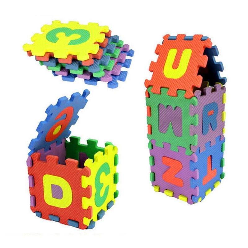 36 Buah/Set Busa EVA Mini Angka Alfabet Lantai Empuk Pad 3D Puzzle Mainan Edukasi Anak-anak 6*6Cm Alas Bayi