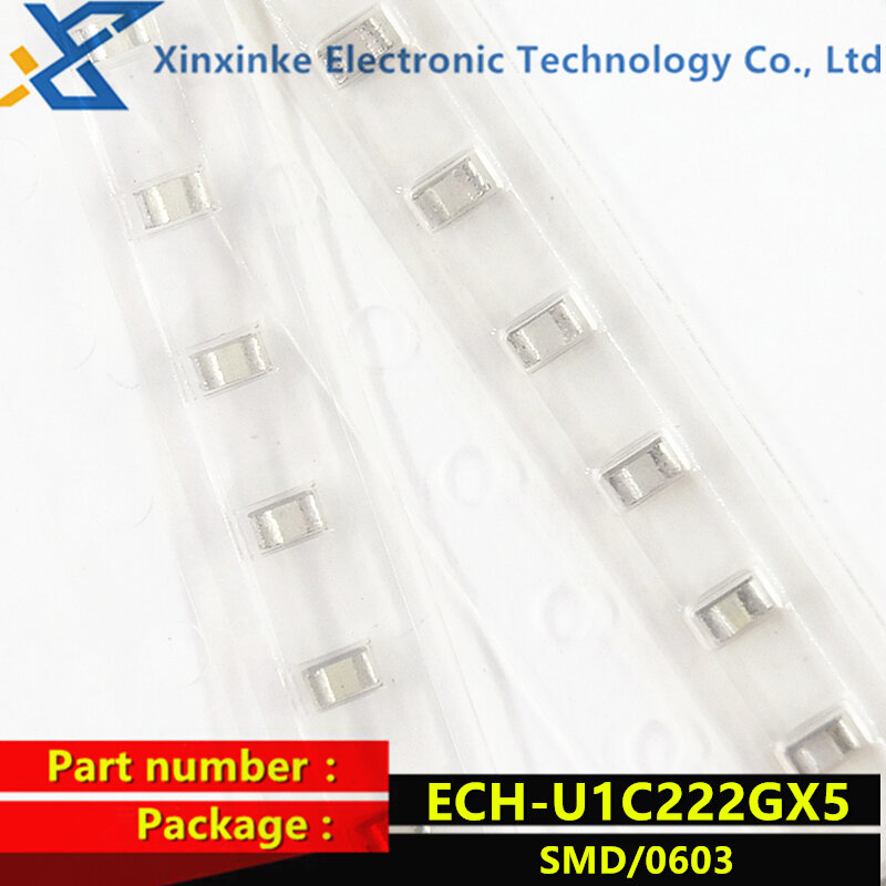 ECHU1C222GX5 박막 커패시터, 2200pF 16VDC 2% 5% PPS 0603 ECH-U1C222JX5 CBB 폴리에스터 커패시턴스, 정품 신제품, 10 개