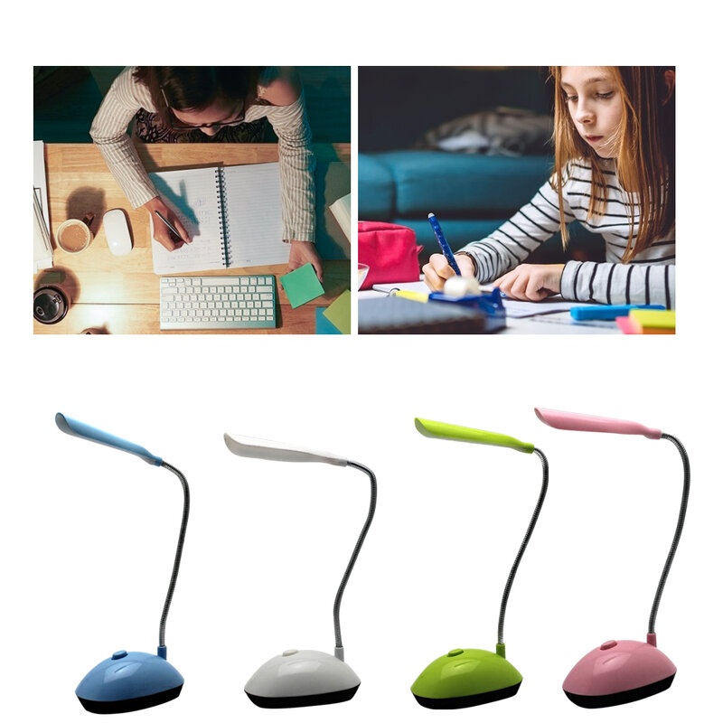 Lámpara LED Flexible para escritorio, luz de aprendizaje, funciona con pilas, protección ocular, para el hogar, dormitorio, oficina, mesa de noche