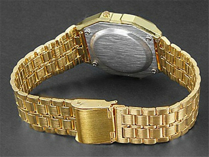 Часы наручные женские в ретро стиле, светодиодные спортивные цифровые, с металлическим амортизатором, золотистые/Серебристые