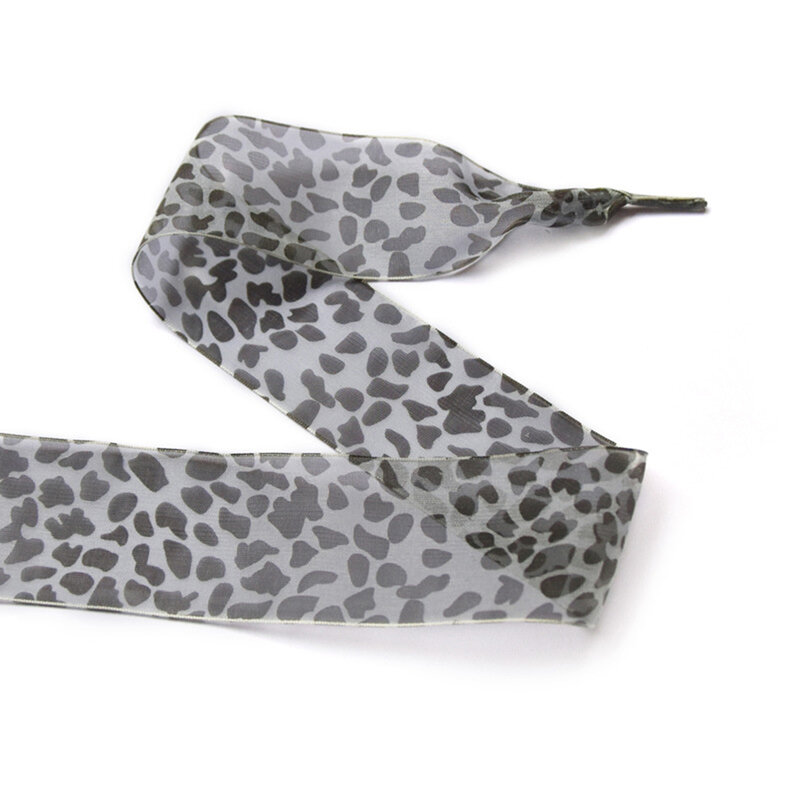 Novo 110cm de comprimento bonito moda leopardo imprimir senhoras requintado pequeno fresco rendas fundo plano cetim de seda all-match par de cadarços