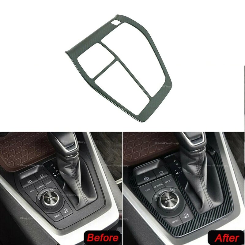 CloudFireGlory Carbon Fiber Inner Gear Shift Box Panel Cover Trim LHD Left Hand Drive For Toyota RAV4 2019-2020