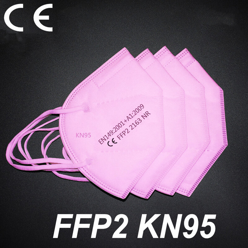 Pink FFP2 KN95 mask facial mask protective dustproof for outside 5 Layers Filter Mouth Mask Personal Adaptable Reusable in stock