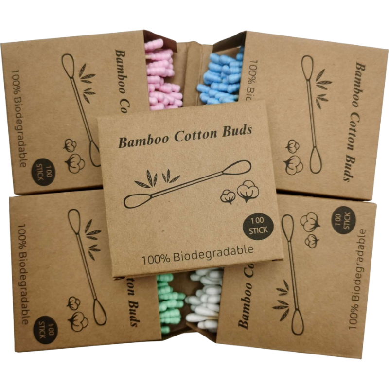 Cotonetes de algodão, cotonetes descartáveis de duas pontas, algodão macio, de bambu, com 100 peças