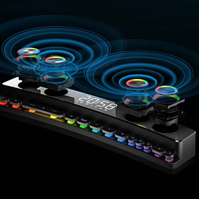 سماعة لاسلكية تعمل بالبلوتوث لعبة المتكلم SOAIY SH39 مع مصباح ليد الكمبيوتر المنزلي سطح المكتب HiFi ثلاثية الأبعاد المحيطة الملونة باس مضخم الصوت