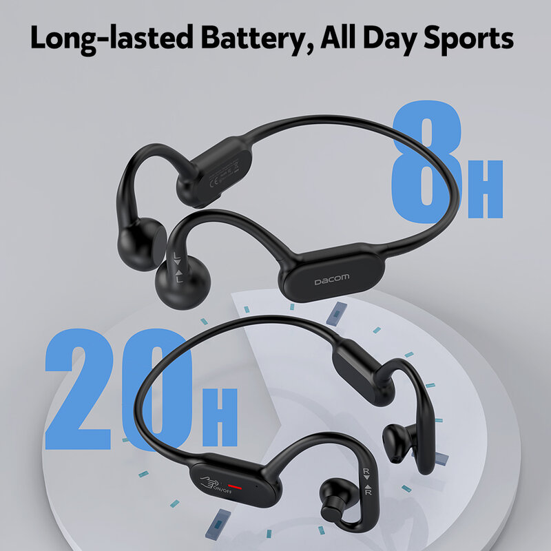 Dacom G100 dynamiczne sterowniki i z przewodnictwem kostnym 2-in-1 słuchawki wodoodporne sportowe słuchawki Bluetooth bezprzewodowy zestaw słuchawkowy