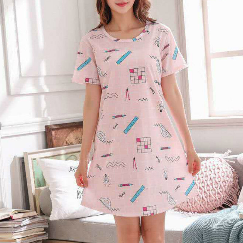 Nightgowns Women Printed Stylish Popular3XL Loose Cartoon Kawaii Korean Style Chic Leisure Nightwear Womens Sweet Sleepshirts