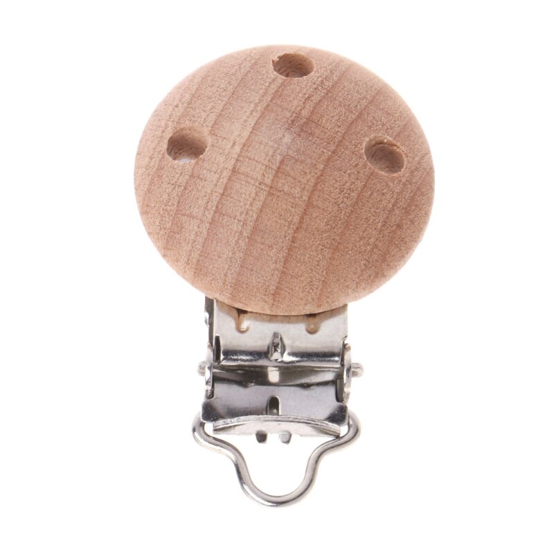20 Pcs BPA Free Wooden Pacifier Clips DIY Metal Clasp Pacifier Chain Clips Soother Dummy Clip Nipple Holder Pacifier Chain