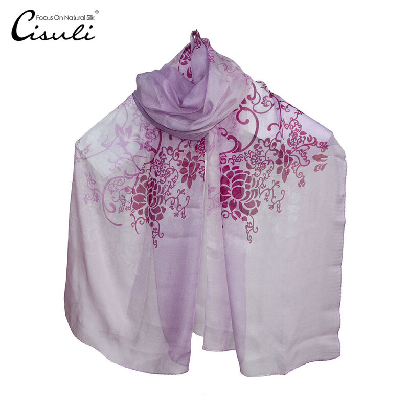 CISULI 100% Pure Silk Scarf Women 70cmX190cm Women Shawls Classic Desigual Chiffon Hijab Scarf Hotseller Item Factory Direct