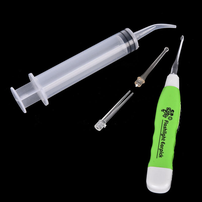 LED Light Ear Wax Remover Earpick With 3 Tips Irrigator Syringe Clean Care Tool